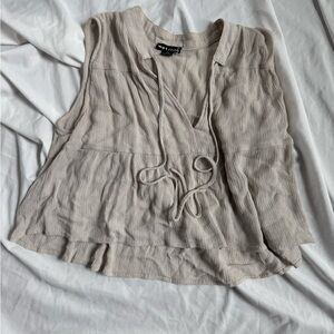 Wet Seal Women’s XL Beige Textured Short Sleeve Tie Front Top Boho